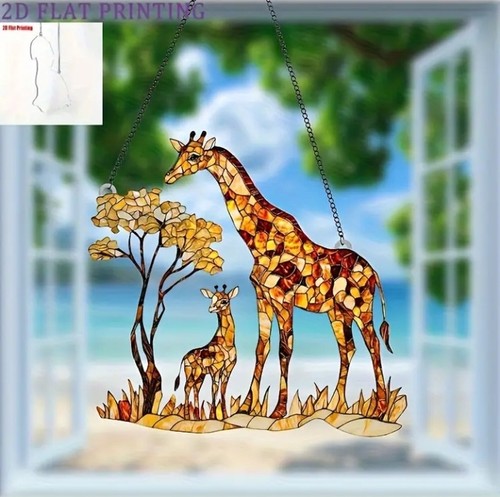 Mum baby giraffe suncatcher - baby,