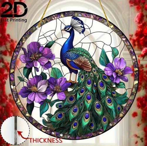 Peacock suncatcher stained - peacock,