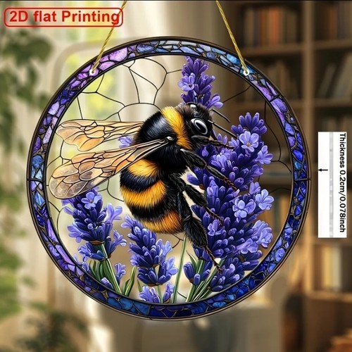 Bee lavender flower suncatcher - lavender,