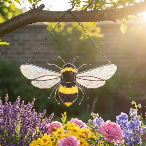 Handmade stained glass bee - stained,