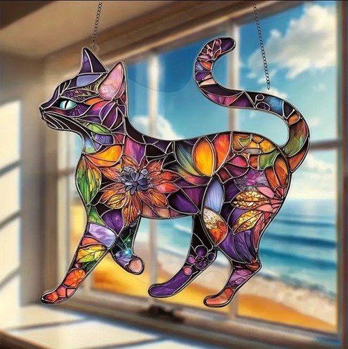 Multicoloured cat suncatcher - cat,