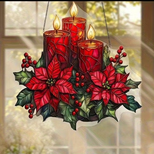Christmas red candle - red,