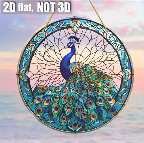 Peacock suncatcher stained - peacock,