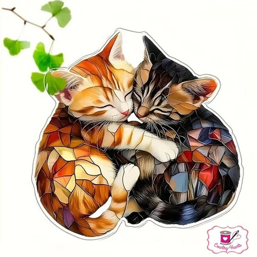 Cuddling cat suncatcher - cuddling,