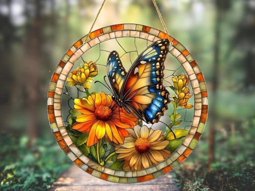 Butterfly suncatcher stained - butterfly,