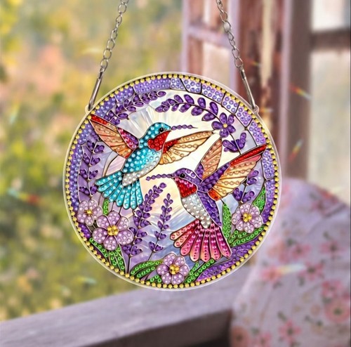 Suncatcher hummingbird stained - suncatcher,