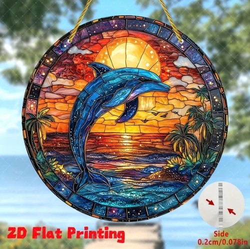 Dolphin sunset suncatcher - sunset,