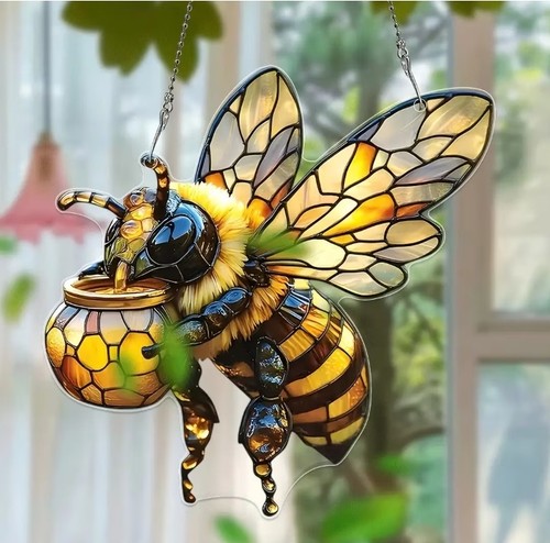 Honey bee pot suncatcher - honey,