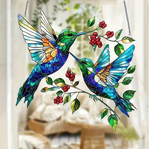 Hummingbird suncatcher stained - hummingbird,