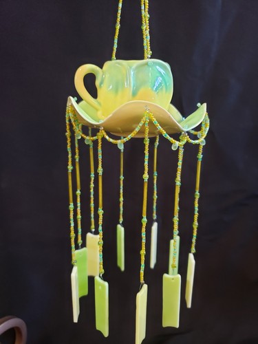 Repurposed tea cup windchime - tea,