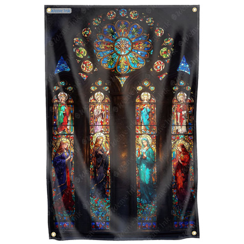 Stained glass saints - glass,