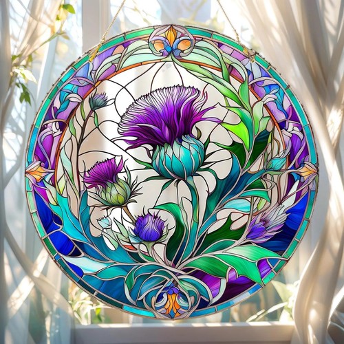 Thistle flowers suncatcher - flowers,