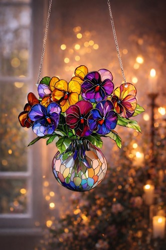 Acrylic pansy suncatcher - acrylic,