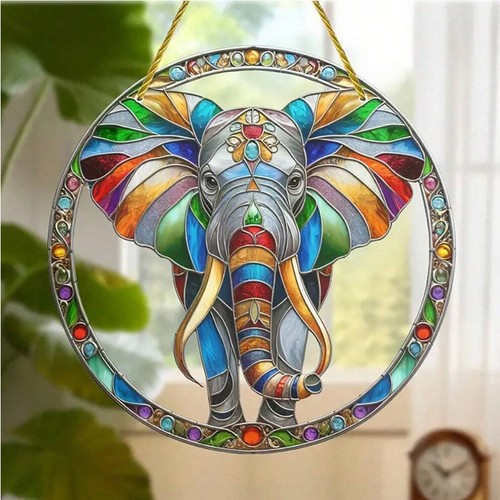 Elephant suncatcher stained - suncatcher,