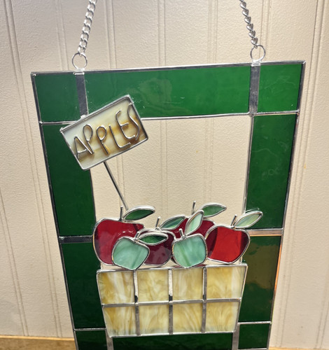 Stained glass basket apples - stained,