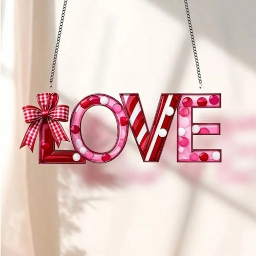 Love bows suncatcher stained - &,