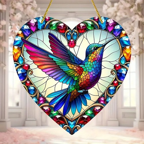 Heart hummingbird suncatcher - heart,