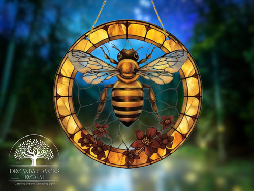 Bee suncatcher stained - bee,