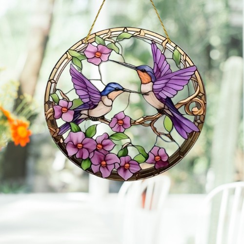 Hummingbird suncatcher stained - hummingbird,