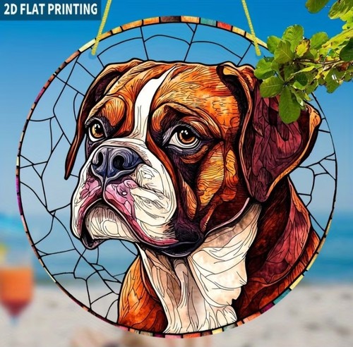 Boxer dog suncatcher stained - dog,