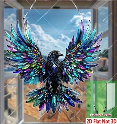 Vibrant crow suncatcher - crow,