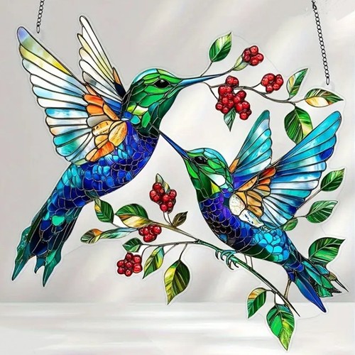 Hummingbird suncatcher stained - suncatcher,