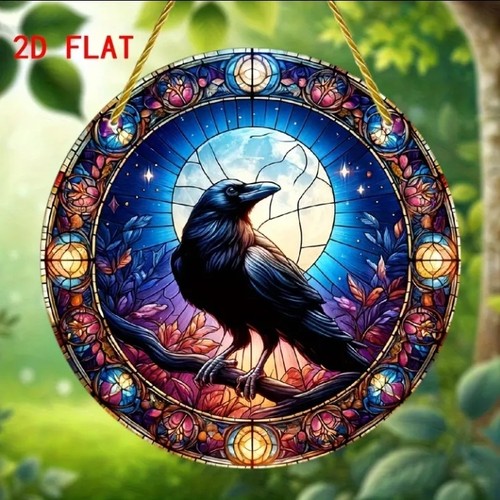Crow suncatcher stained - -,