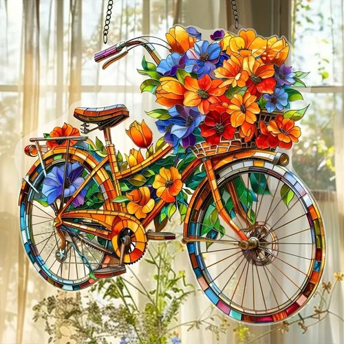 Bicycle flowers suncatcher - bicycle,