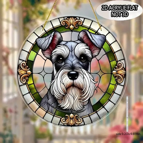 Schnauzers suncatcher stained - schnauzers,