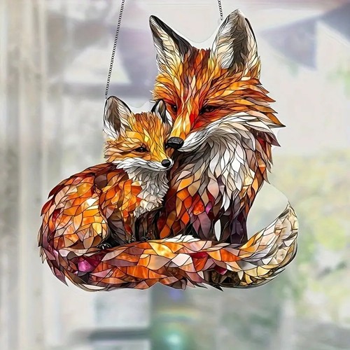Fox cub suncatcher stained - cub,